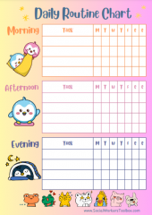 Daily routine chart morning afternoon evening free print