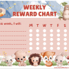 Free weekly reward chart for children woodland animals printable