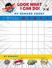 School week reward chart for boys