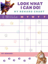 School week reward chart goals behaviour cat