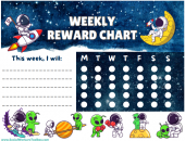 Weekly reward chart for kids space free printable