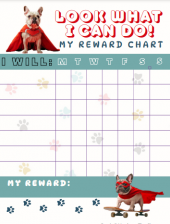 Weekly reward chart superhero dog behavior task